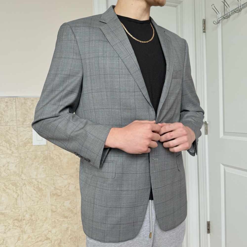 Hart Schaffer Mark New York Modern Fit Plaid Pattern Sport Coat